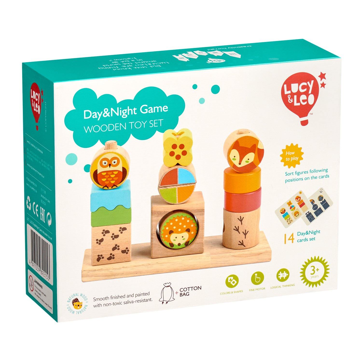 Day and night game wooden toy set