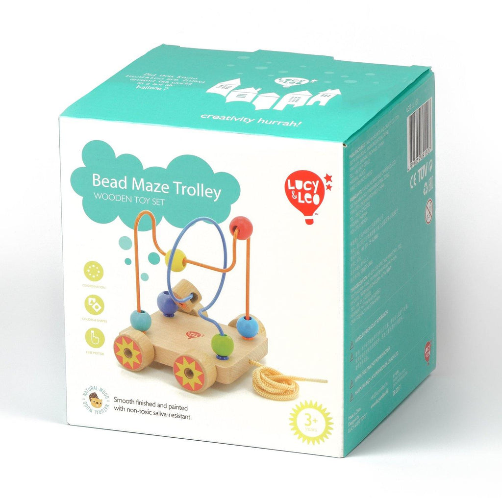 Pull along bead maze - Wooden toy.