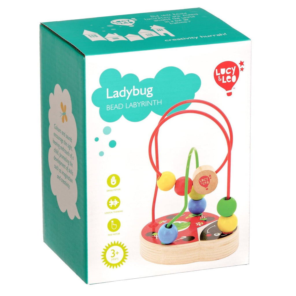 Ladybird wooden toy bead maze