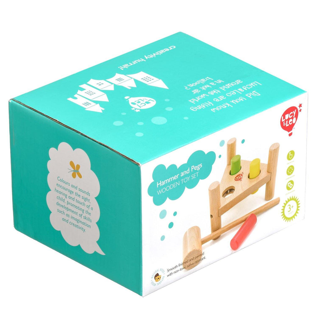 Hammer and peg knocker triangle wooden toy