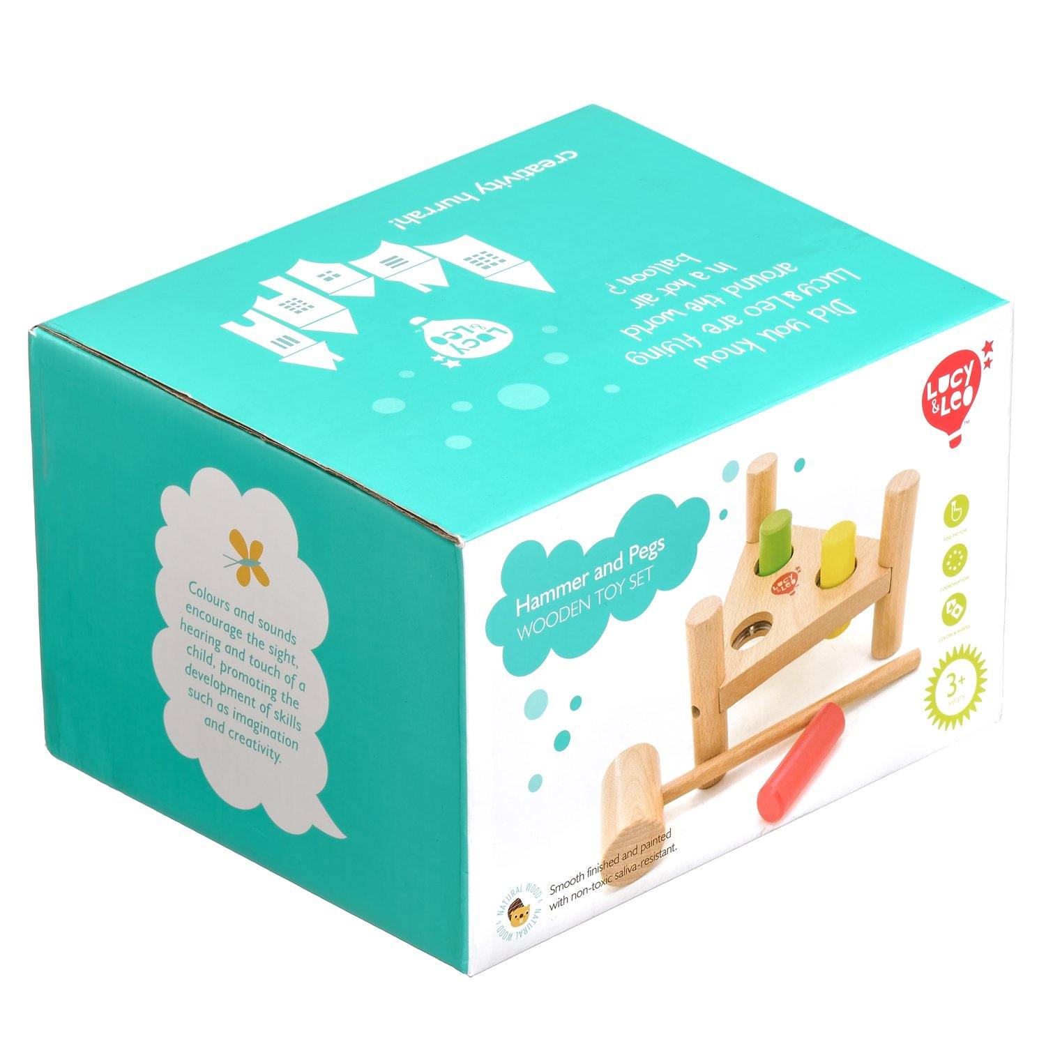 Hammer and peg knocker triangle wooden toy