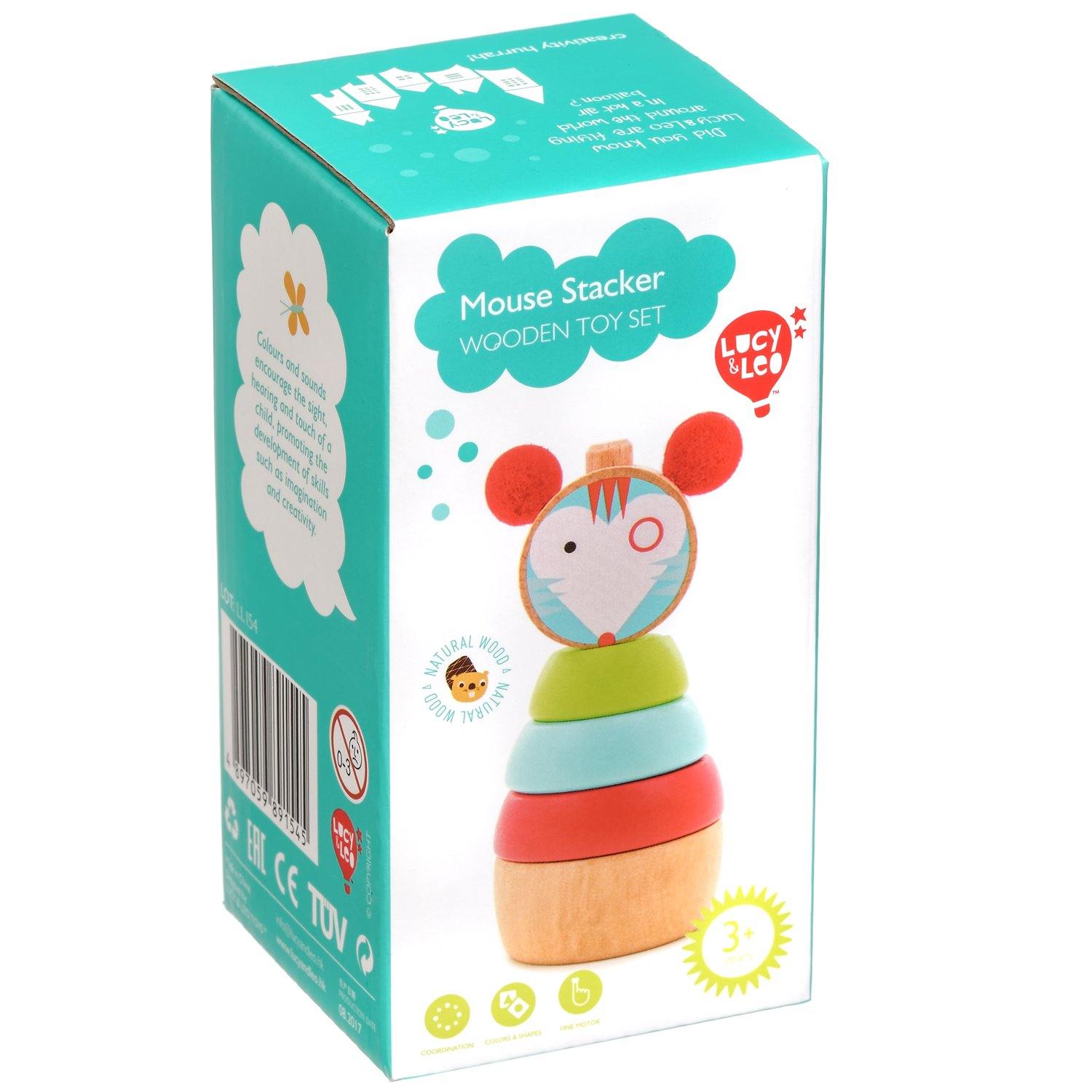 Wooden stacking toy - Colourful mouse
