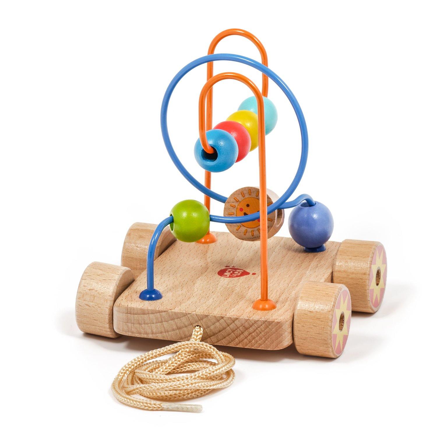Pull along bead maze - Wooden toy.