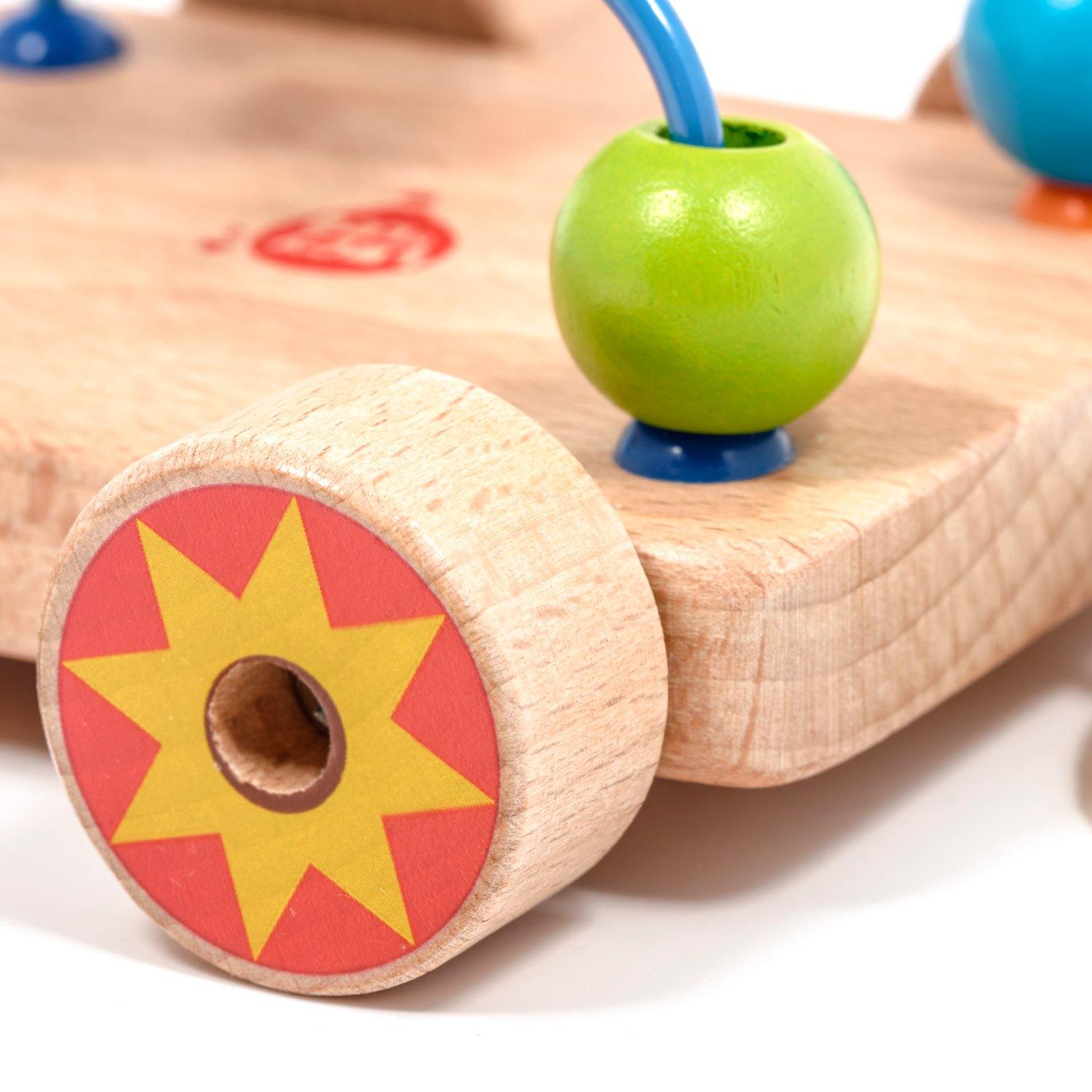 Pull along bead maze - Wooden toy.