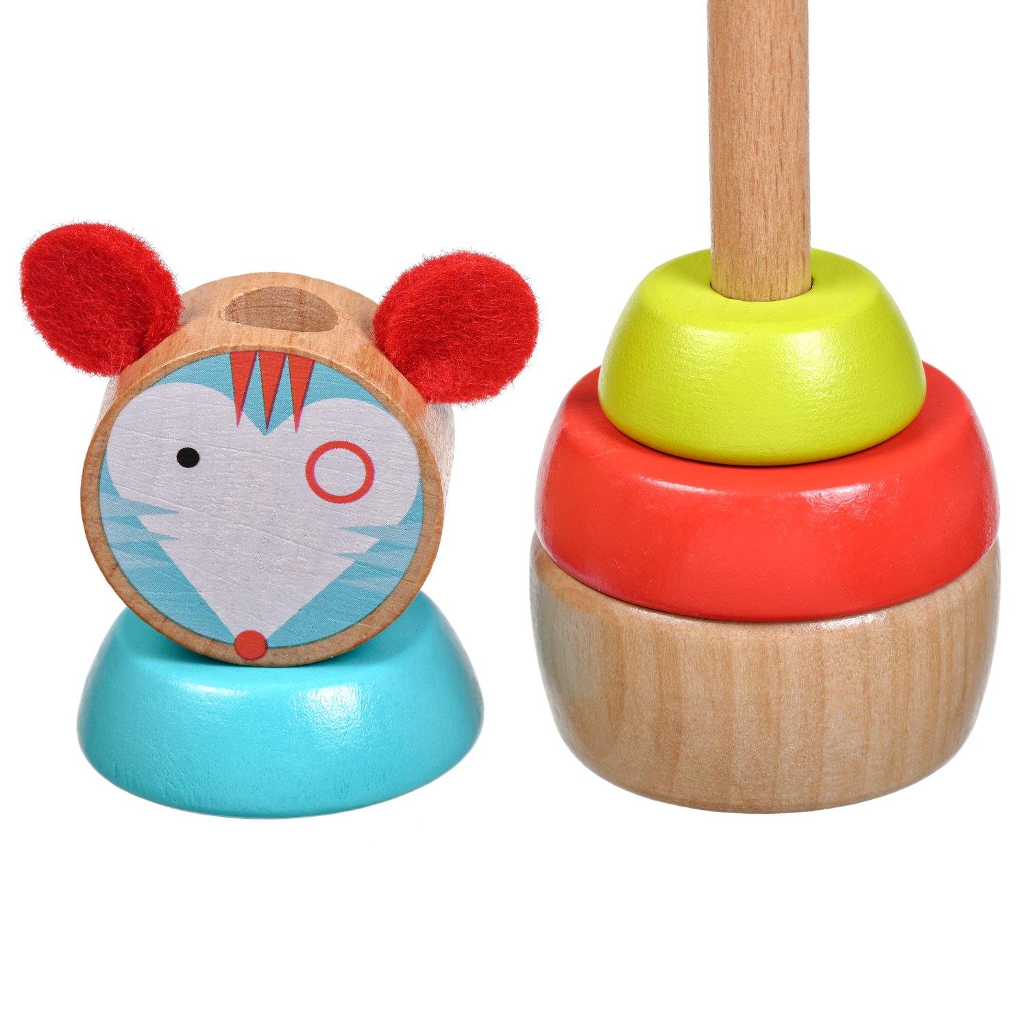 Wooden stacking toy - Colourful mouse