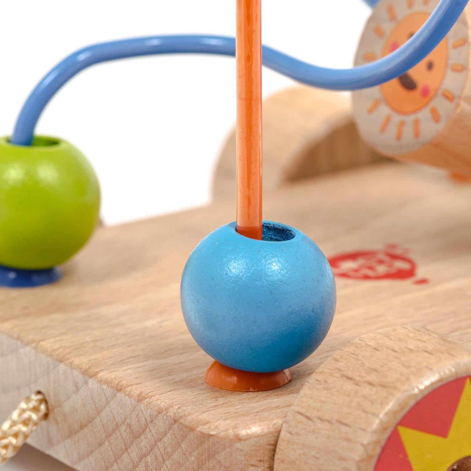 Pull along bead maze - Wooden toy.