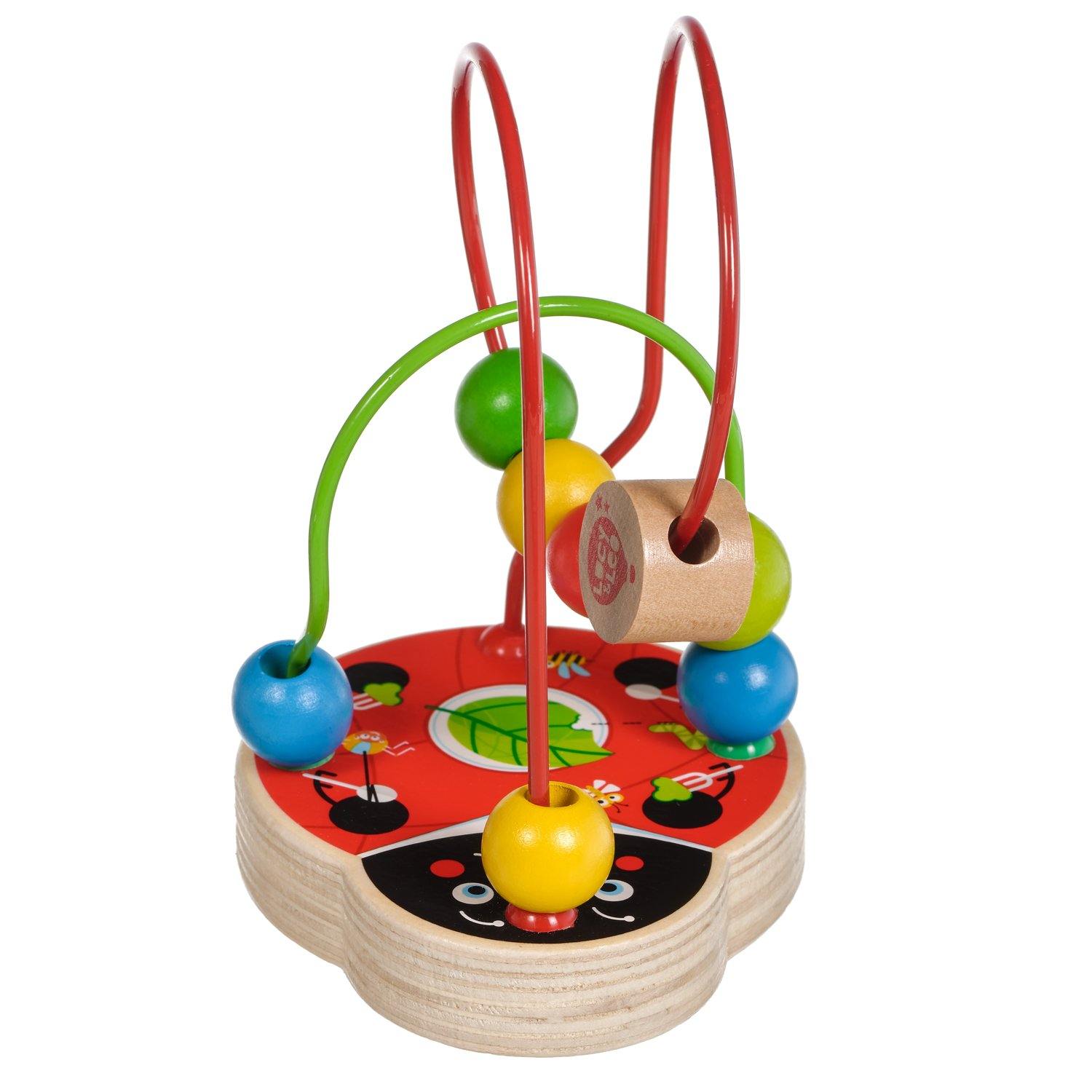 Ladybird wooden toy bead maze