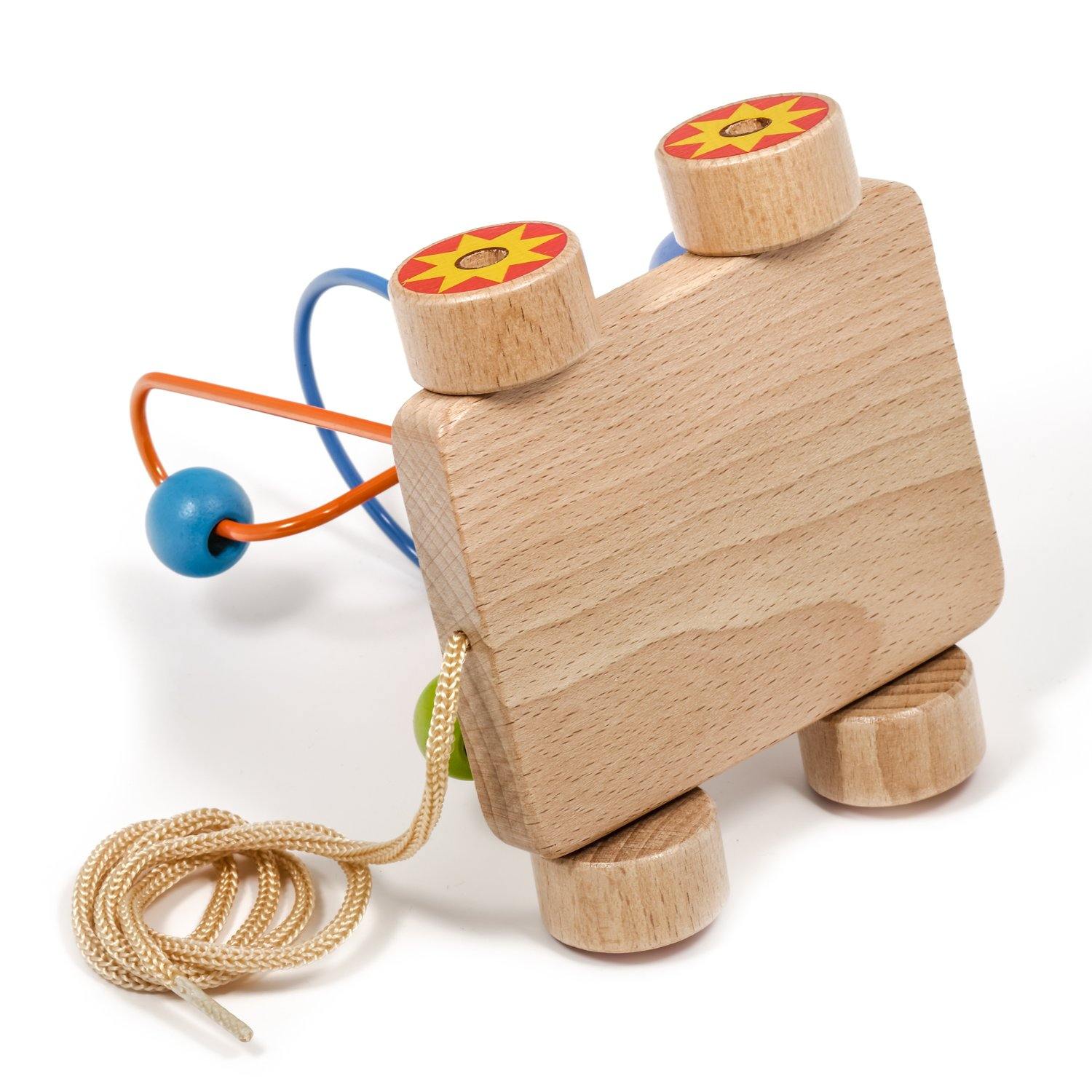 Pull along bead maze - Wooden toy.