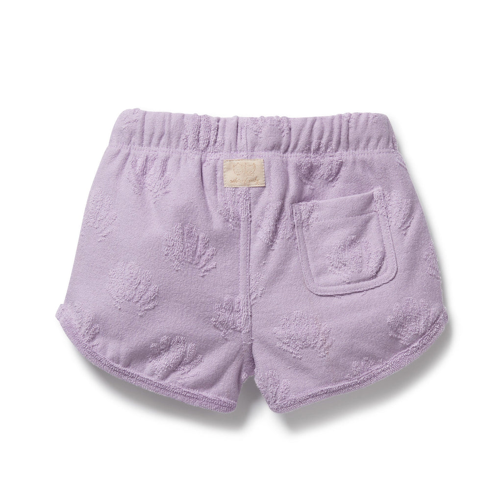 Lavender Shells Organic Terry Tie Short
