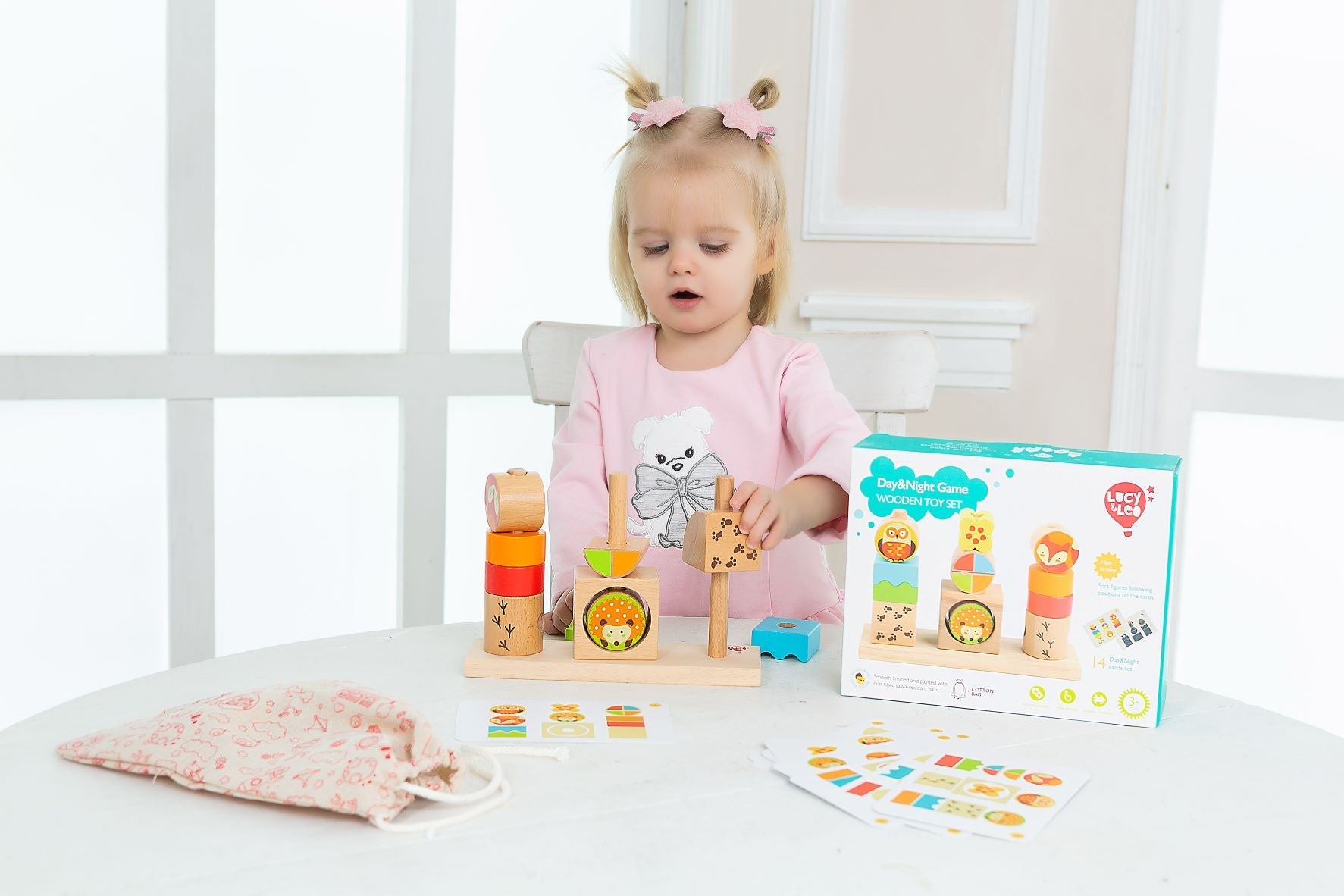 Day and night game wooden toy set